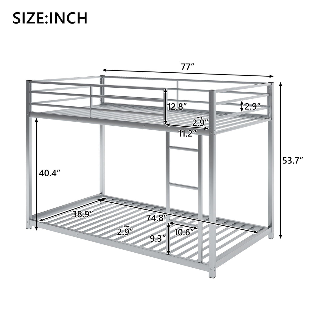 Metal Bunk Bed, Low Bunk Bed With Ladder by Unique Piece Furniture