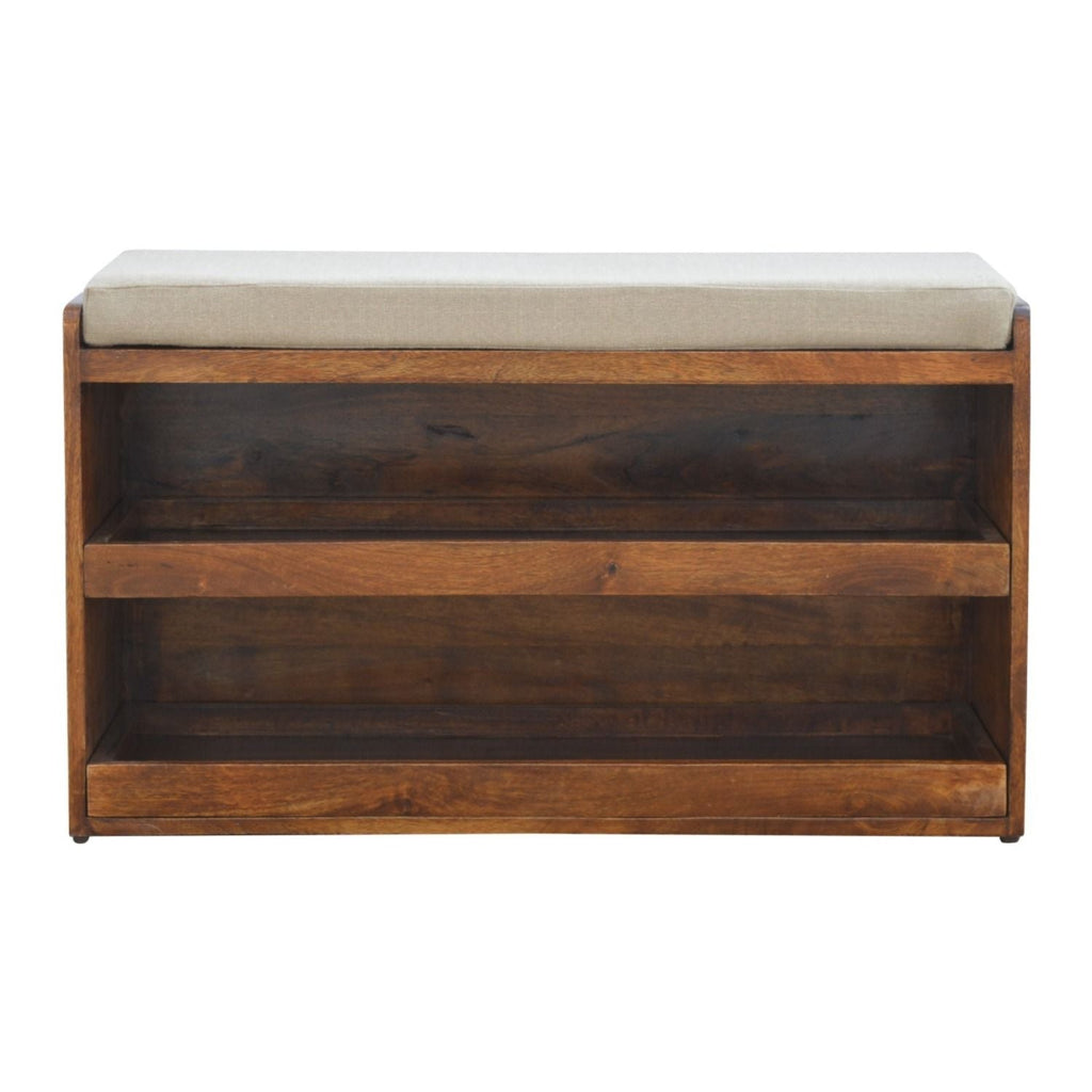 Pull Out Shoe Bench - Chestnut / Mud Linen by Unique Piece Furniture