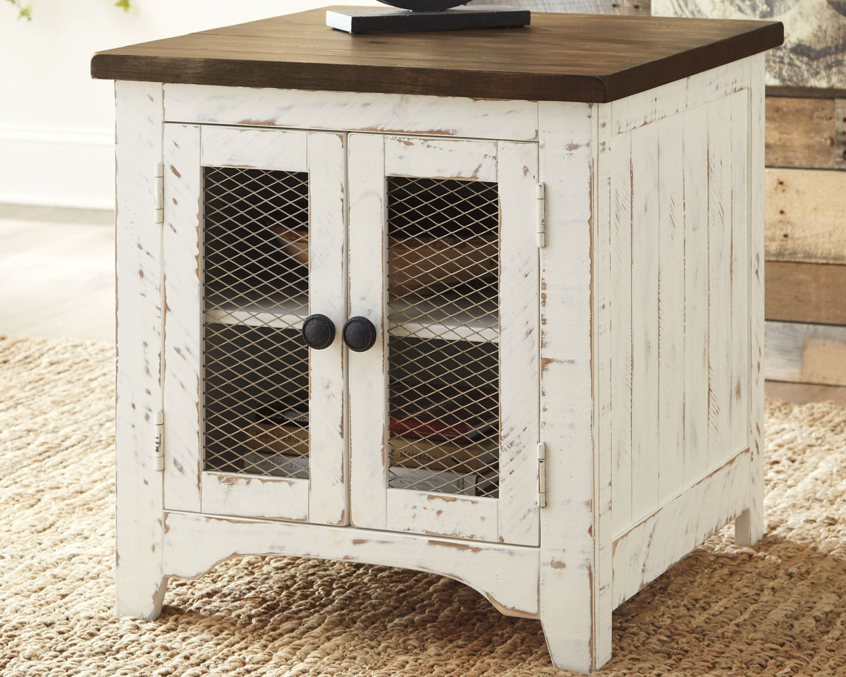 Wystfield - Rectangular End Table - 2 Doors - White / Brown by Unique Piece Furniture