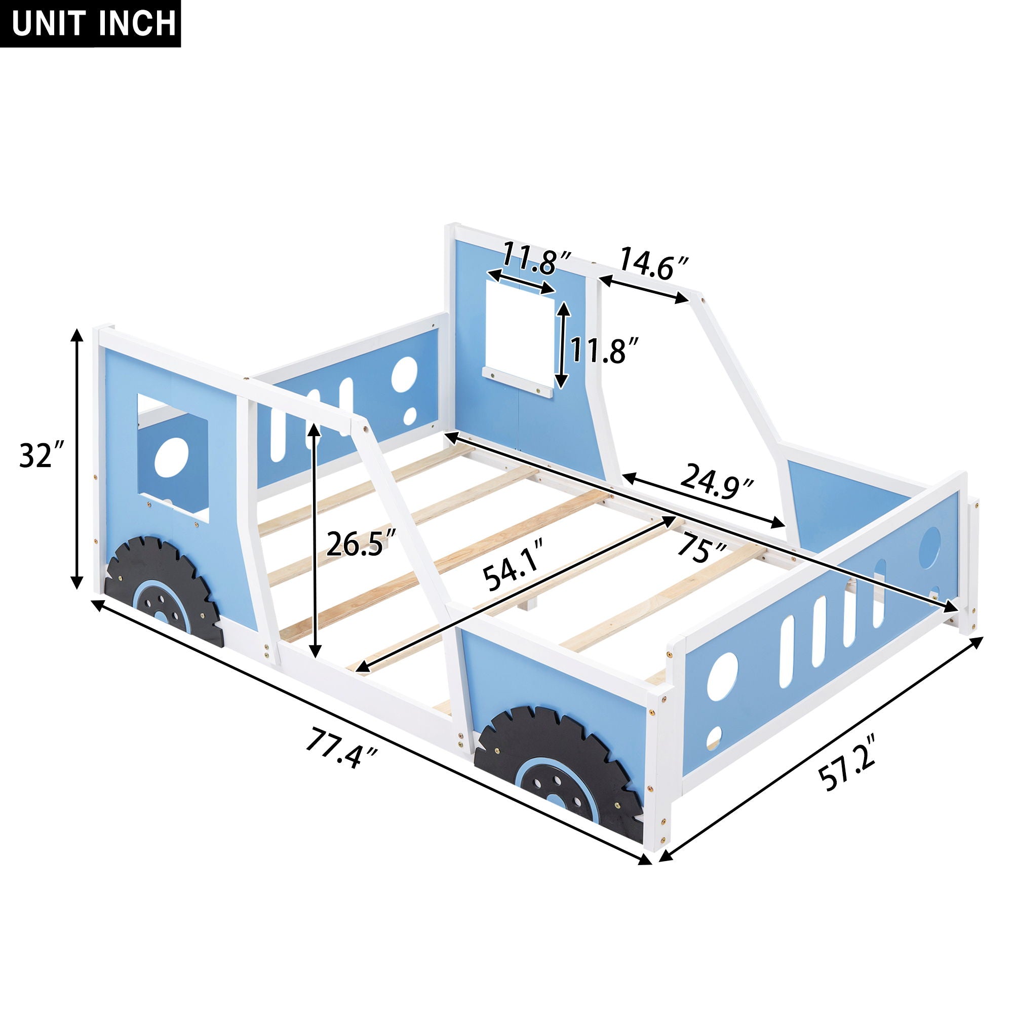 Classic Car Shaped Platform Bed With Wheels by Unique Piece Furniture
