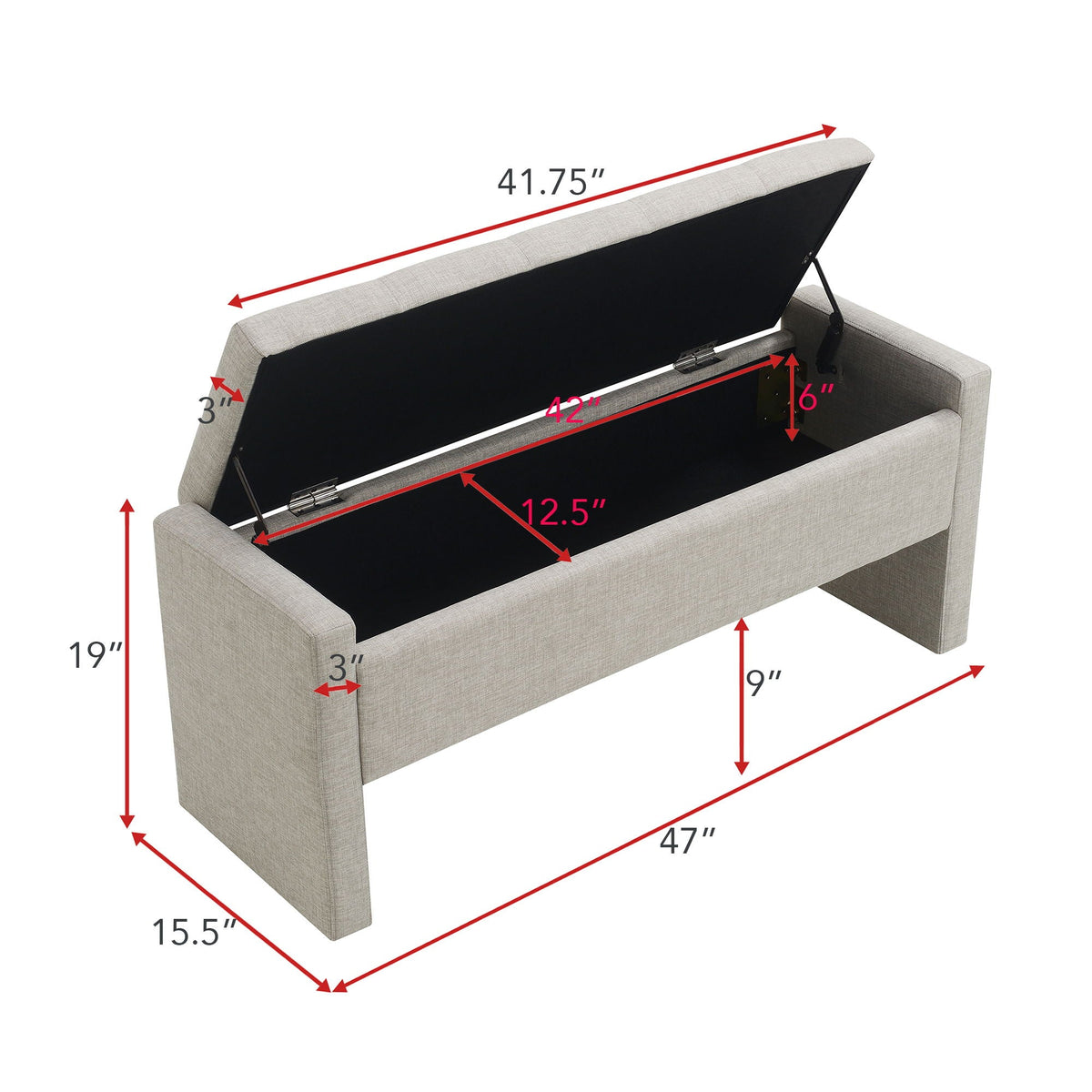 Modern Upholstered Large Bed End Bench With Storage by Unique Piece Furniture