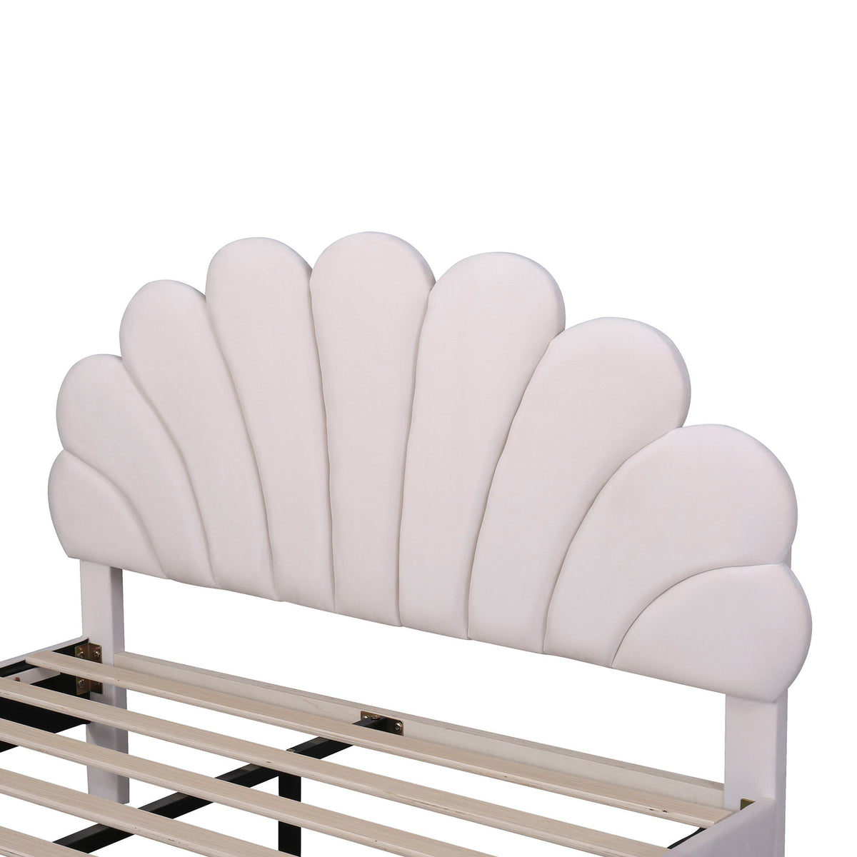 Upholstered Platform Bed With Flower Pattern Headboard by Unique Piece Furniture
