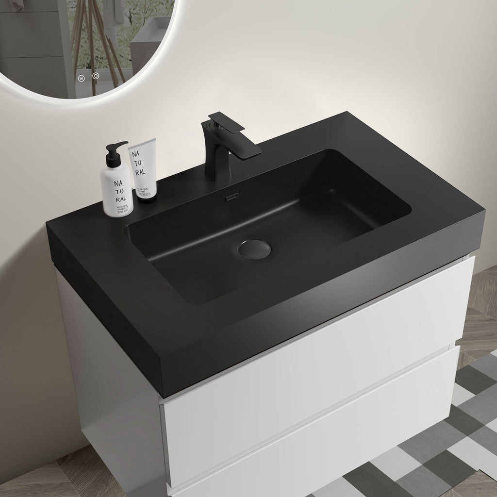 Alice - Bathroom Vanity With Large Storage, Sink, Wall Mounted by Unique Piece Furniture