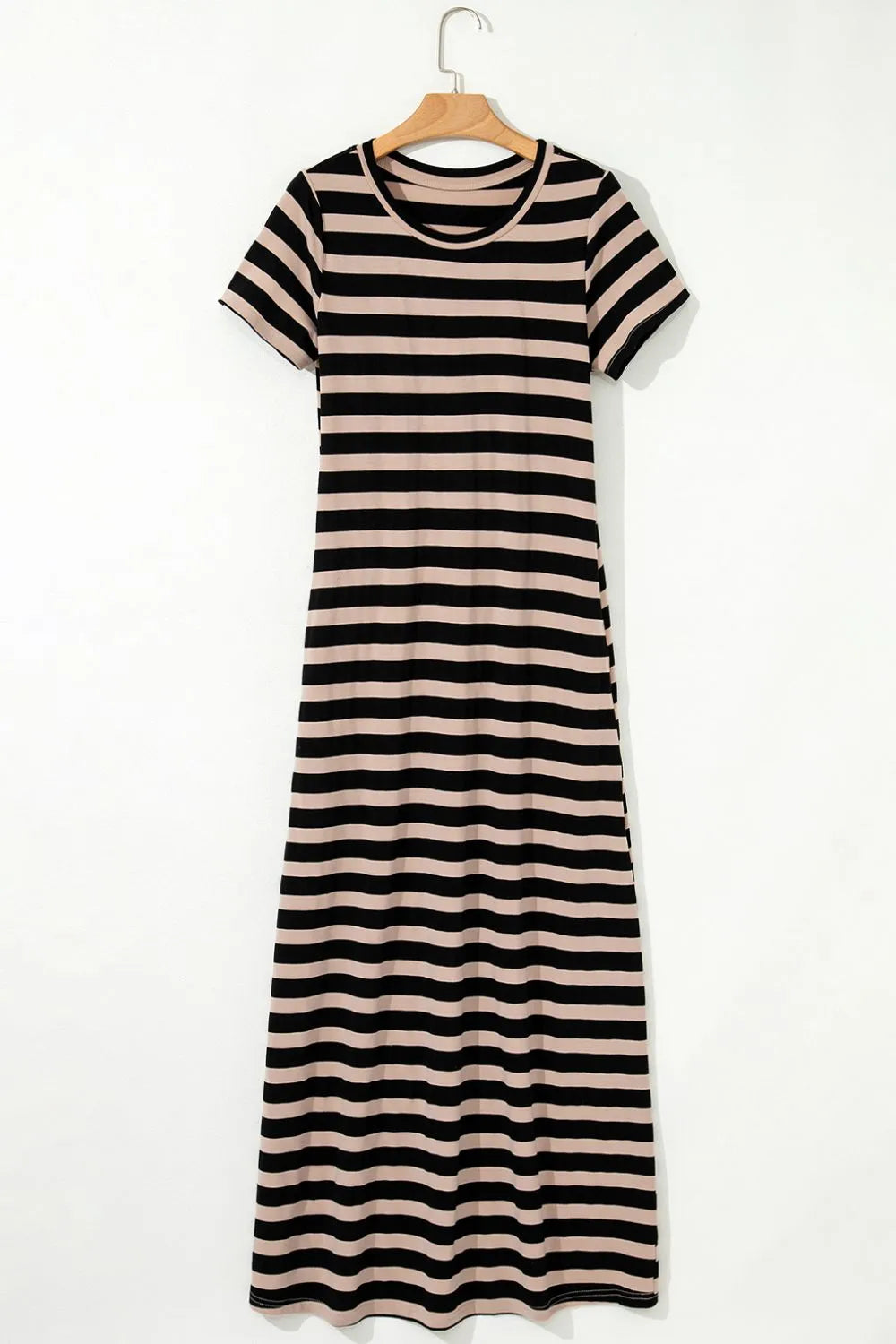 Stripe Casual Round Neck Tee Dress with Pockets by Simply Love