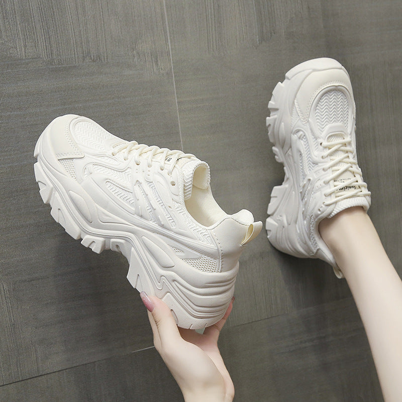 Thick-Bottom Breathable White Shoes for Women — Stylish & Cushioned by FitiqueFit