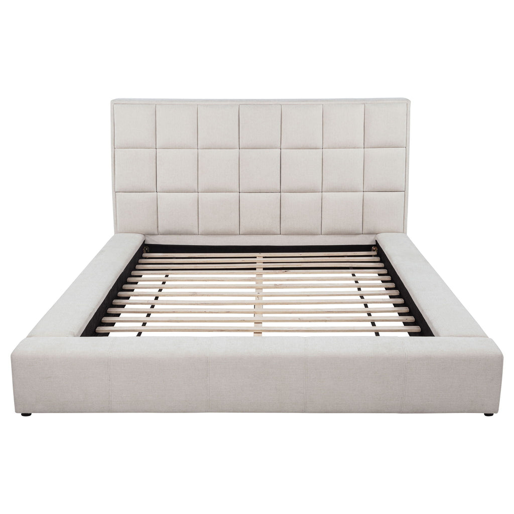 Dreux Upholstered Queen Panel Platform Bed Cream by Unique Piece Furniture