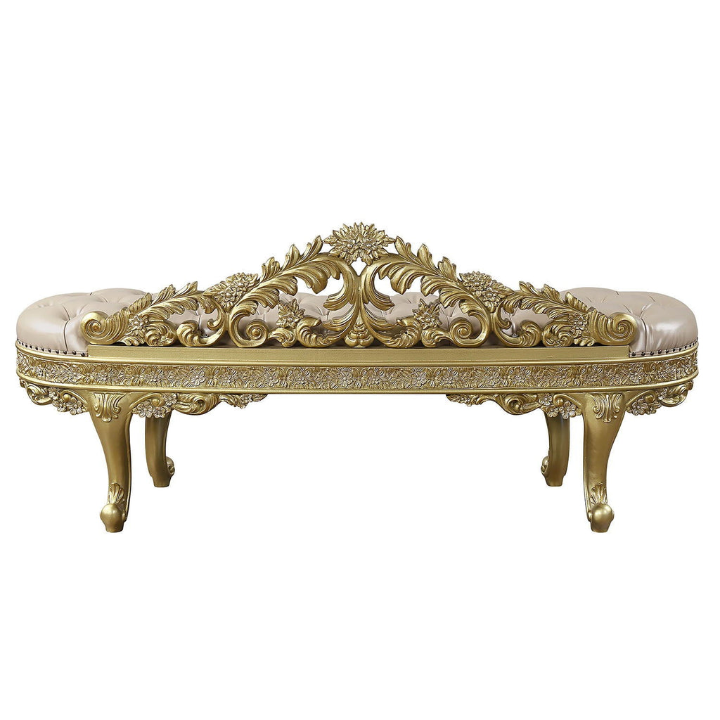 Cabriole - Synthetic Leather Bench - Gold by Unique Piece Furniture
