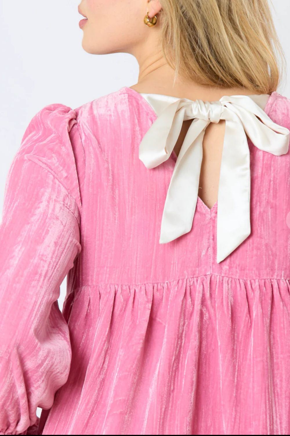 Tied Round Neck Flounce Sleeve Mini Dress by Wild and Free Boutique