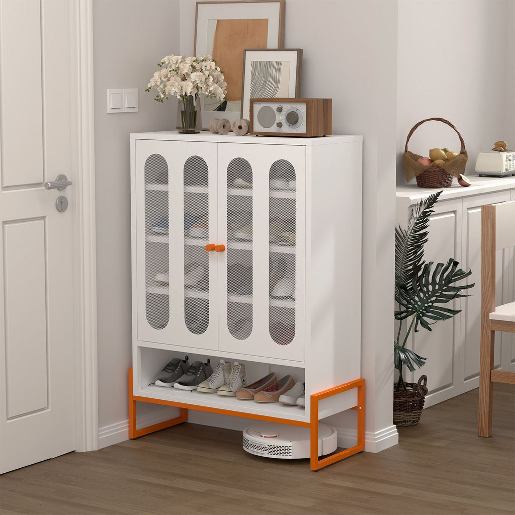 Modern Metal Shoe Cabinet With DoublebSided Doors And Adjustable Partitions by Unique Piece Furniture