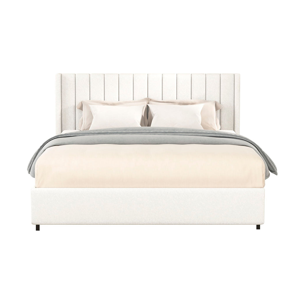 Anda - Boucle Upholstered Platform Bed With Patented Drawers Storage - Ivory by Unique Piece Furniture