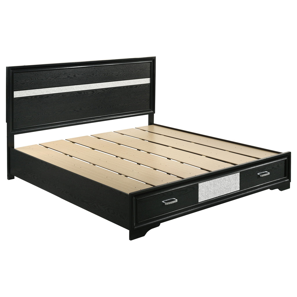 Miranda 51-inch Wood Eastern King Storage Panel Bed Black by Unique Piece Furniture