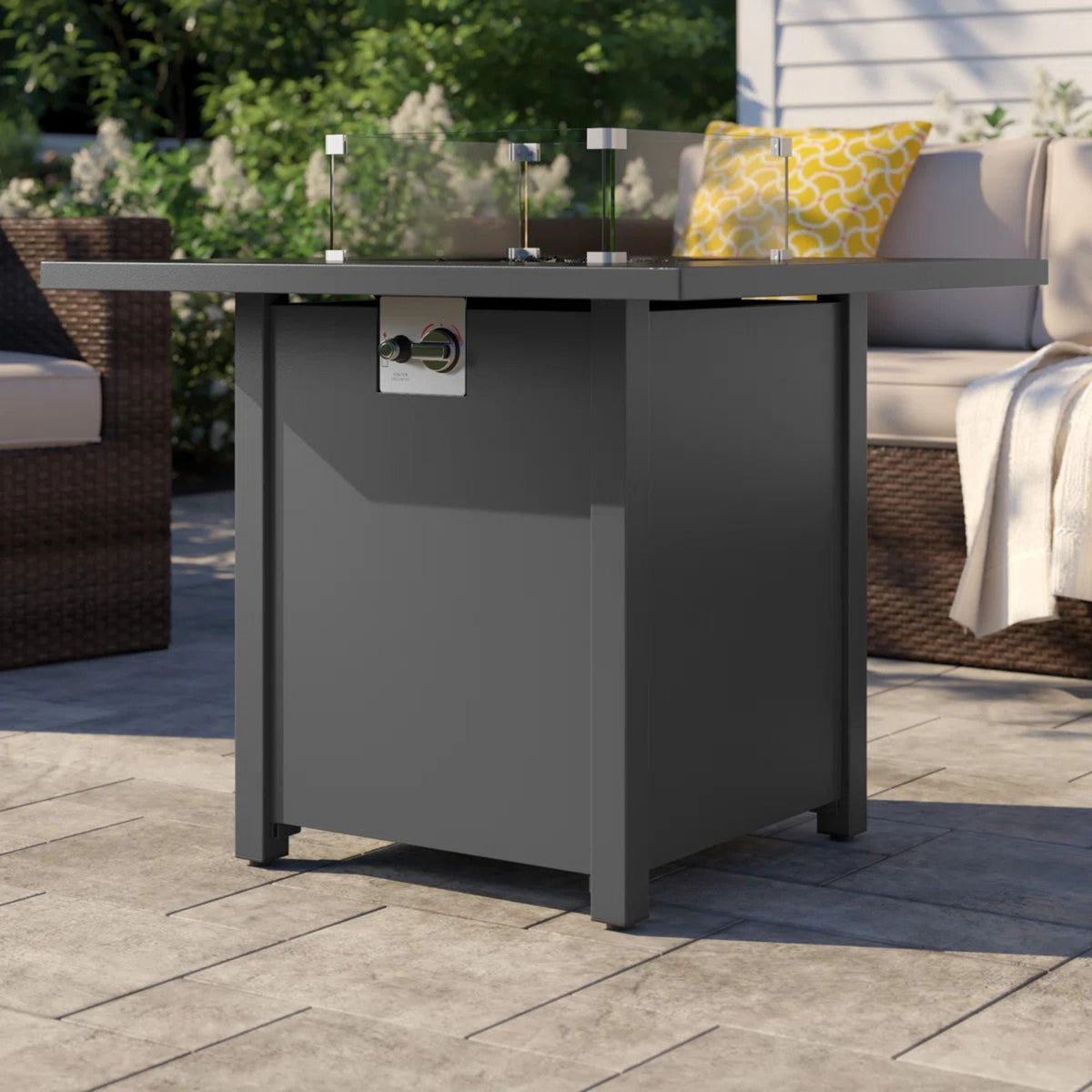 Powdercoated Fire Pit With Top - Gray by Unique Piece Furniture