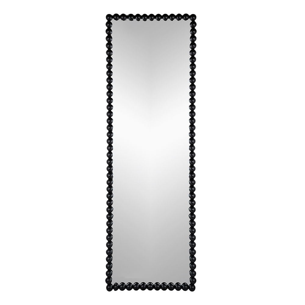 Full Length Mirror With Metal Beaded Frame, Rectangular Oversized Mirror For Living Room Bedroom - Black by Unique Piece Furniture