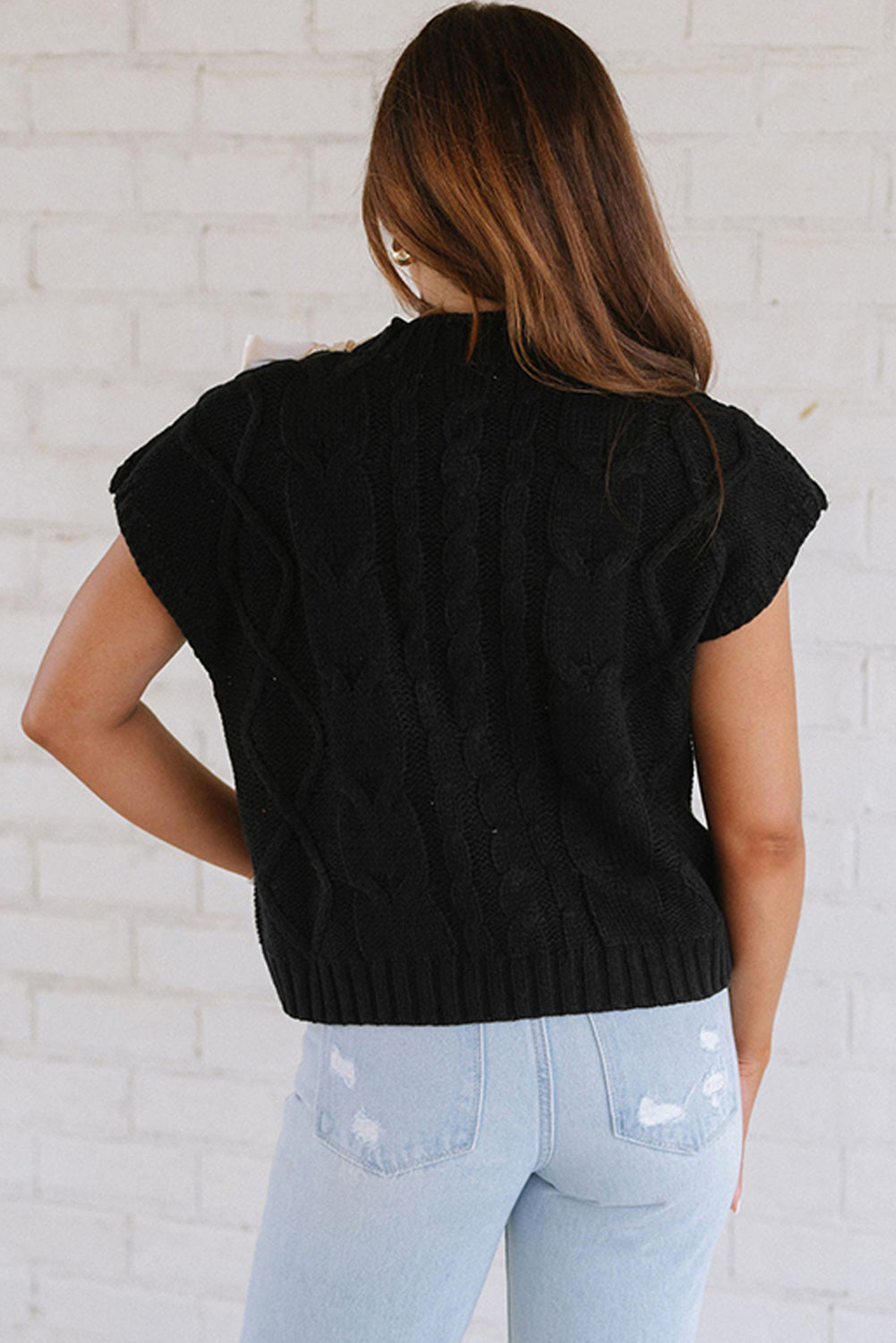 White Cable Knit Colorblock Satin Bowknot Short Sleeve Sweater by Wild and Free Boutique