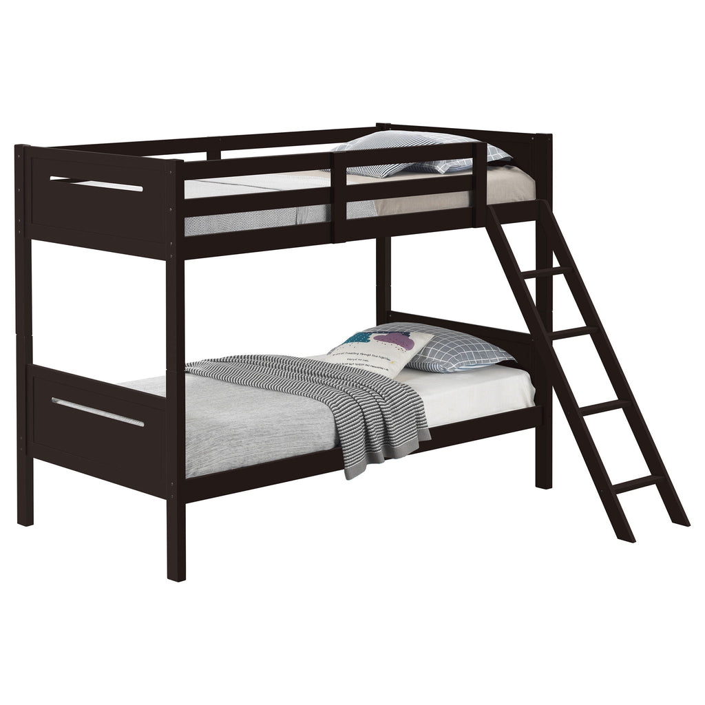 Littleton Wood Twin Over Twin Bunk Bed Espresso by Unique Piece Furniture