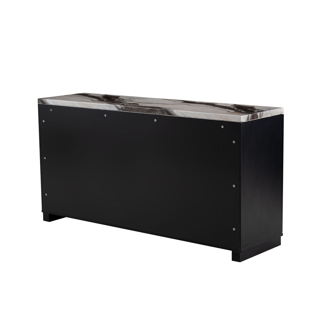 Stacey - Buffet With Storage Drawers And Marble Detailing - Black / Marble by Unique Piece Furniture