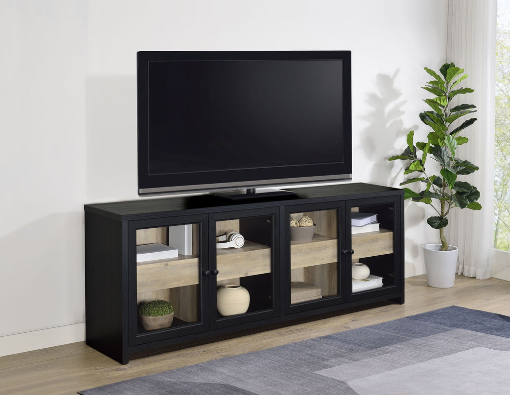 Denison 79-inch 4-door TV Stand Media Console Black by Unique Piece Furniture