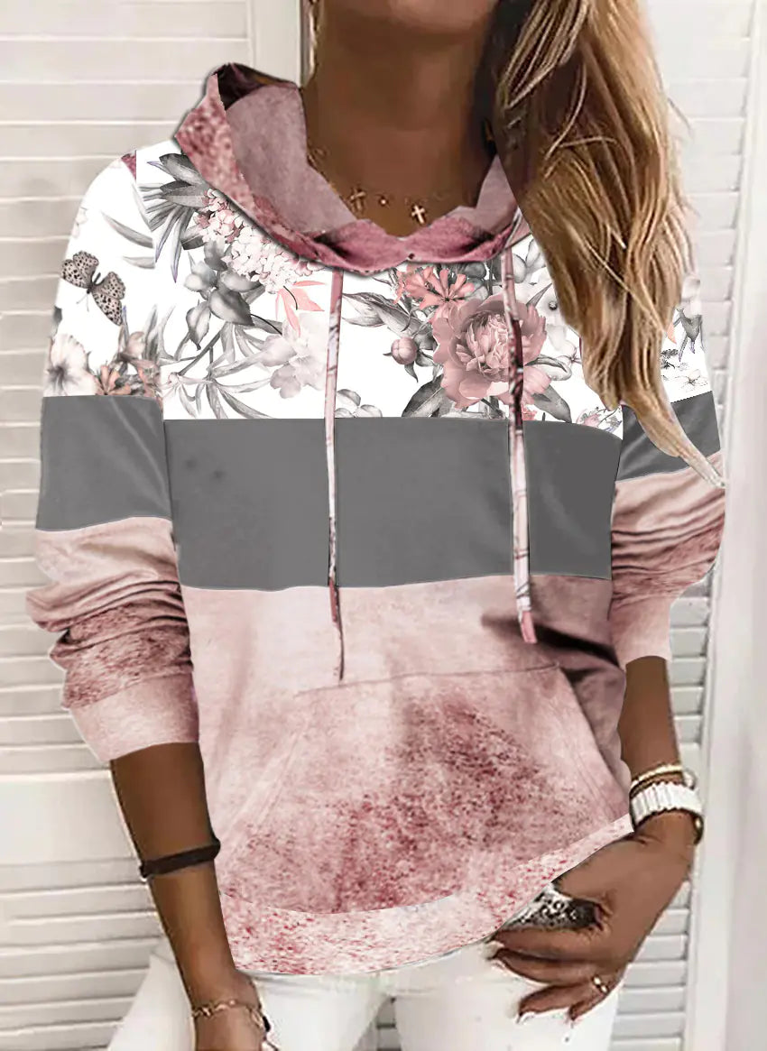 Hooded Printed Fleece Sweatshirt by Trendy Attic Store01