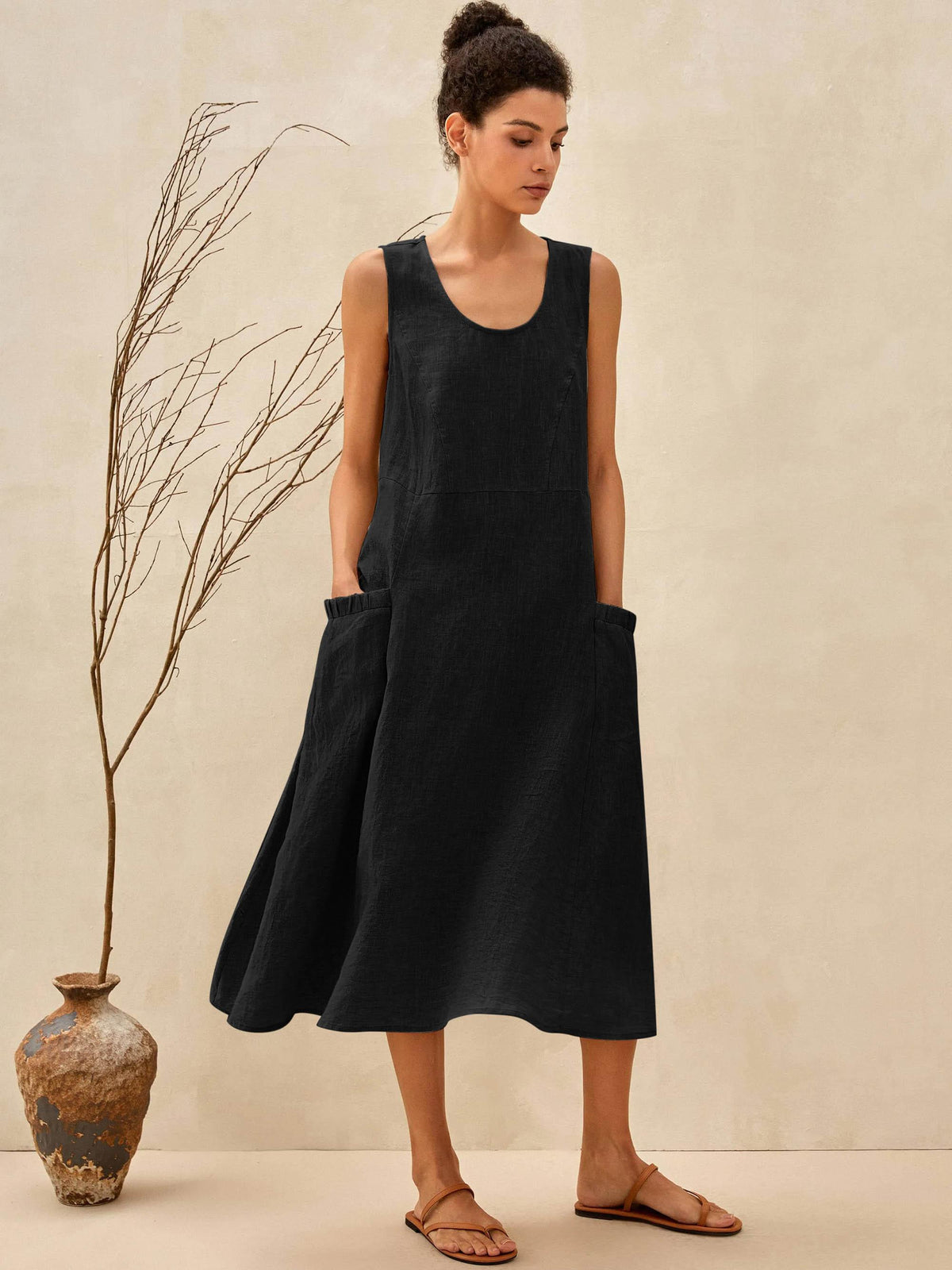 100% Linen Swing Beach Tank Dress GIANA by LINTICO
