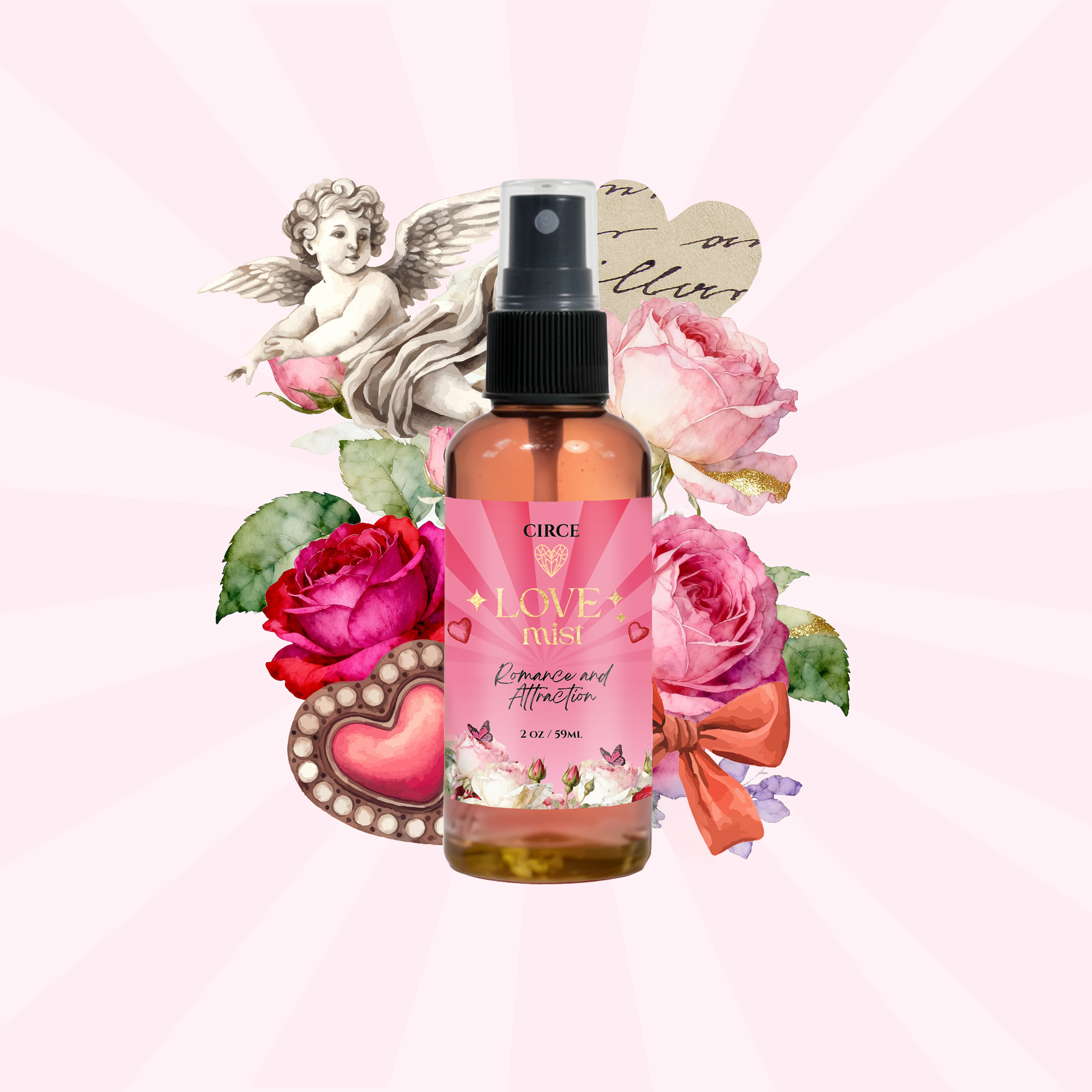 Love Attraction Mist – Rose & Jasmine Heart Energy Spray 2 oz by Circe Boutique