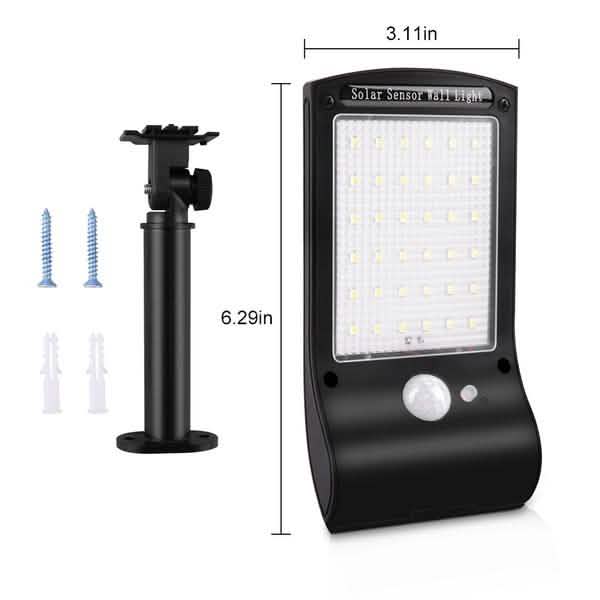 2-Pack: 36 LED Solar Powered Motion Sensor Wall Lamp by DailySale