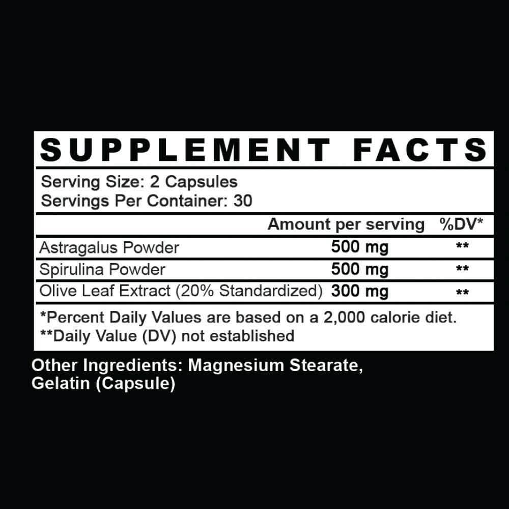 2-Pack: Angry Supplements Herbal Defense Anti Viral Immune Support, Spirulina Olive Leaf by DailySale