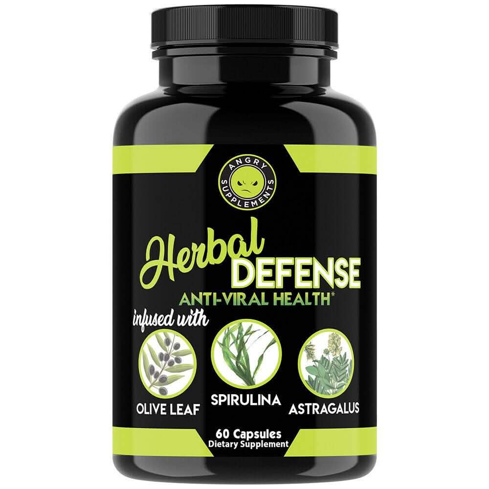 2-Pack: Angry Supplements Herbal Defense Anti Viral Immune Support, Spirulina Olive Leaf by DailySale