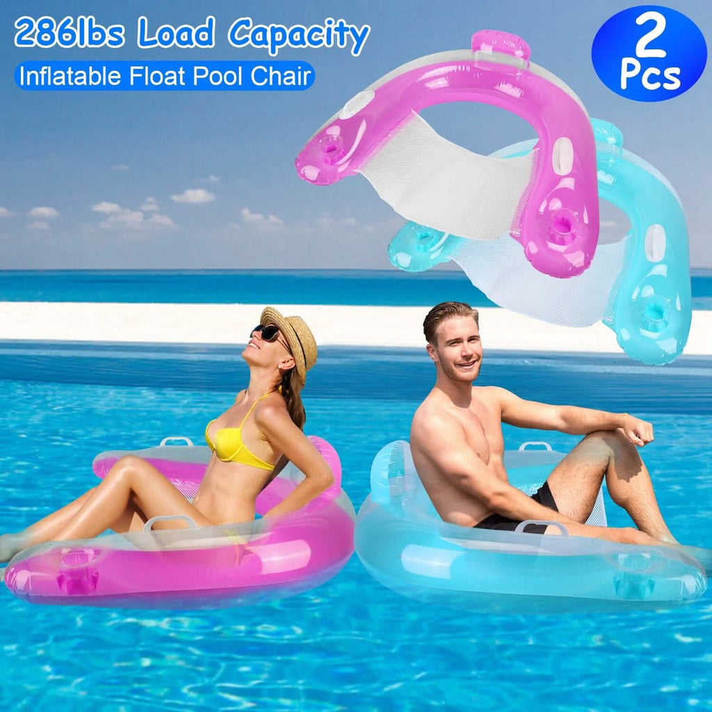 2-Pack: Inflatable Float Pool Chair with Cup Holder Arm Rest by DailySale