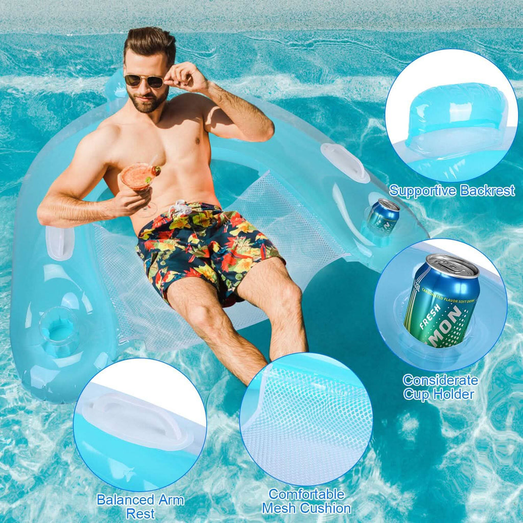 2-Pack: Inflatable Float Pool Chair with Cup Holder Arm Rest by DailySale