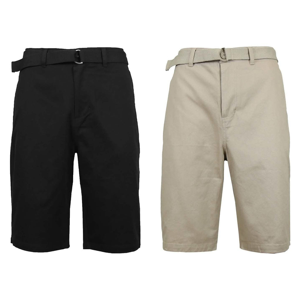 2-Pack: Men's Cotton Chino Shorts with Belt by DailySale