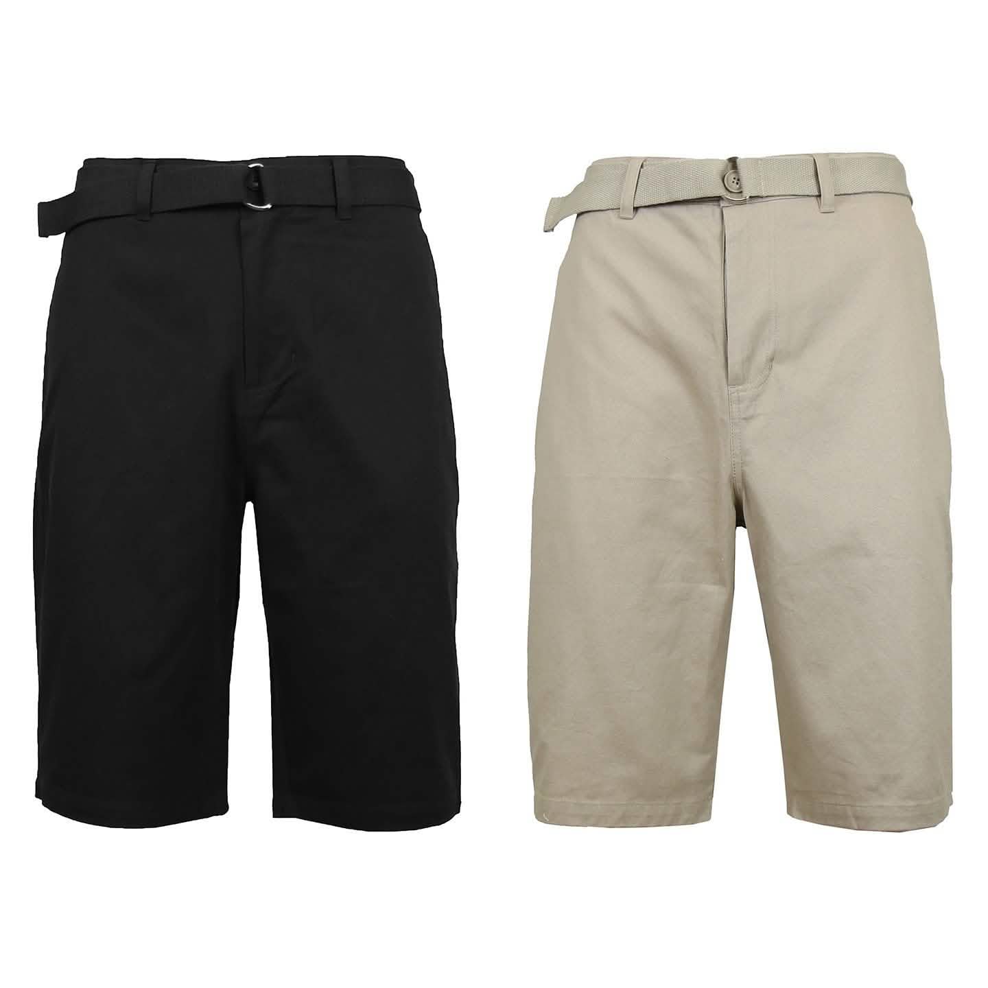 2-Pack: Men's Cotton Chino Shorts with Belt by DailySale