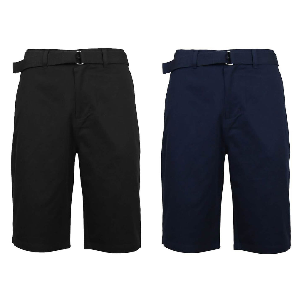 2-Pack: Men's Cotton Chino Shorts with Belt by DailySale
