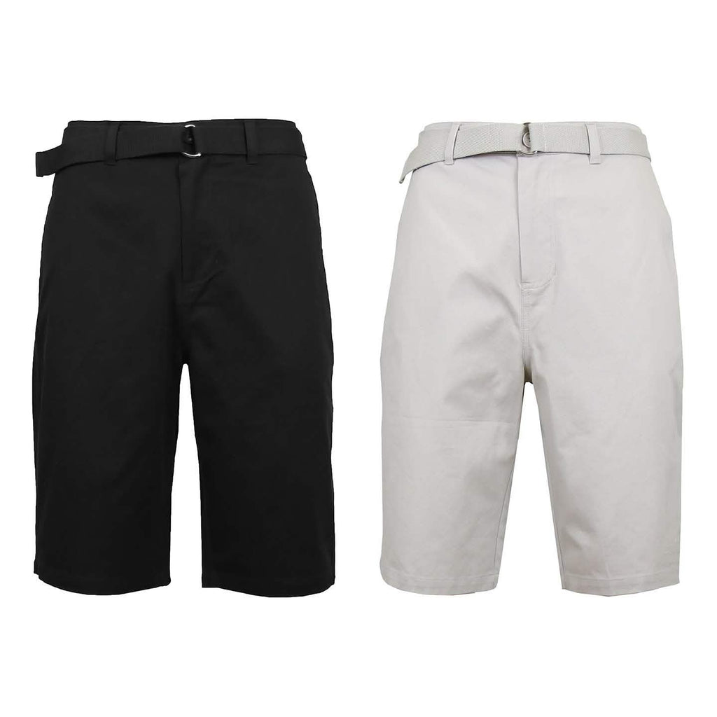 2-Pack: Men's Cotton Chino Shorts with Belt by DailySale