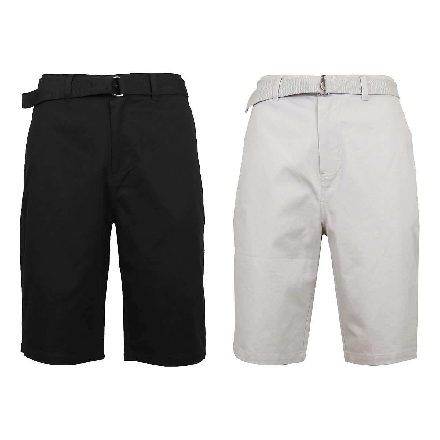 2-Pack: Men's Cotton Chino Shorts with Belt by DailySale