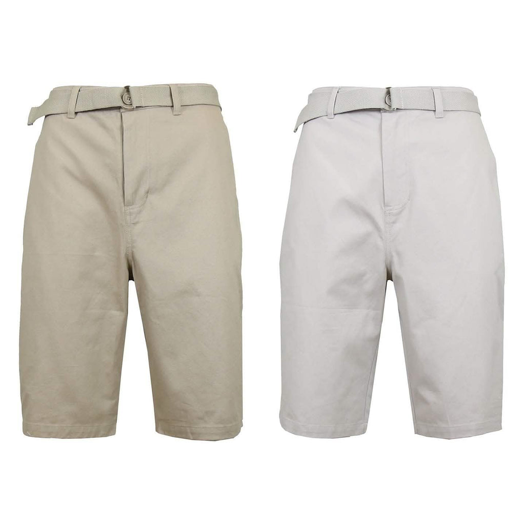 2-Pack: Men's Cotton Chino Shorts with Belt by DailySale