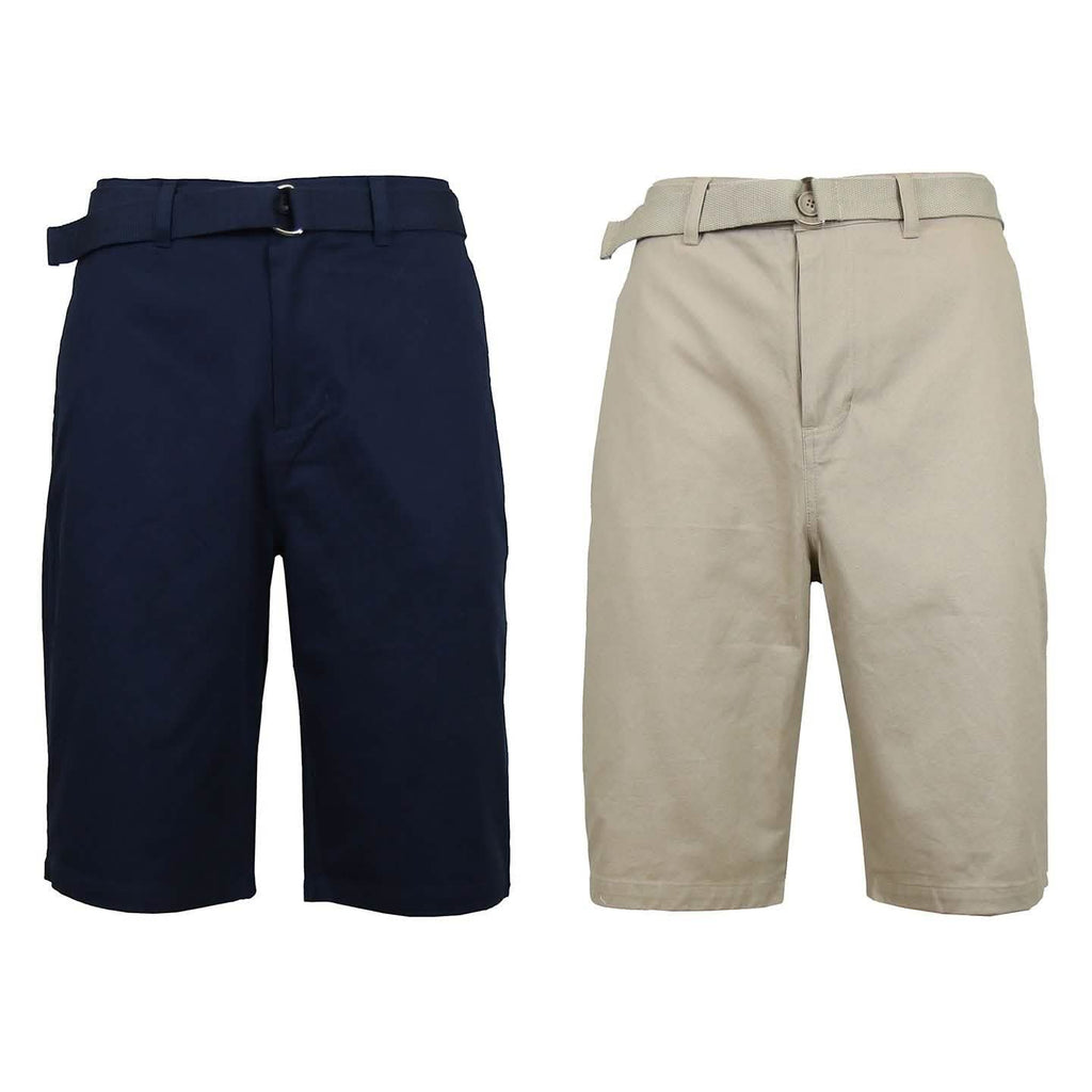 2-Pack: Men's Cotton Chino Shorts with Belt by DailySale