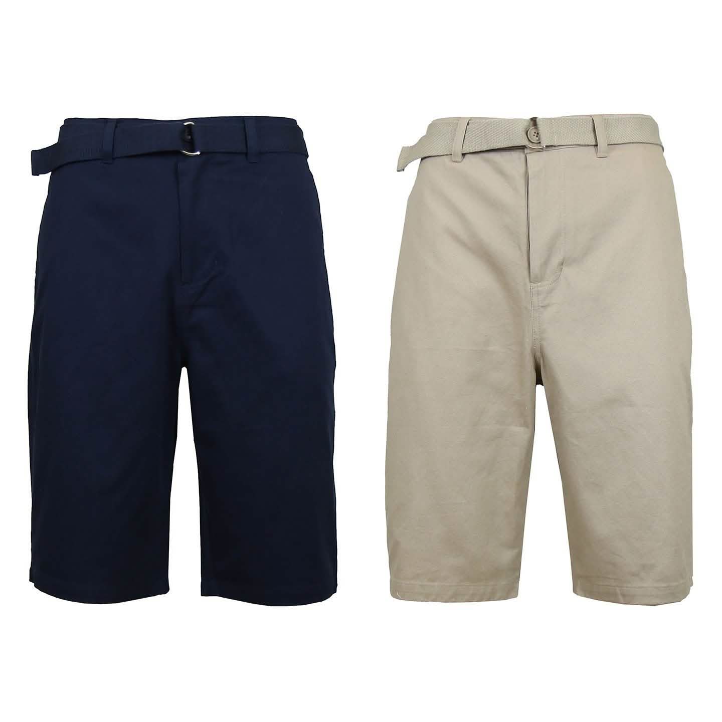 2-Pack: Men's Cotton Chino Shorts with Belt by DailySale