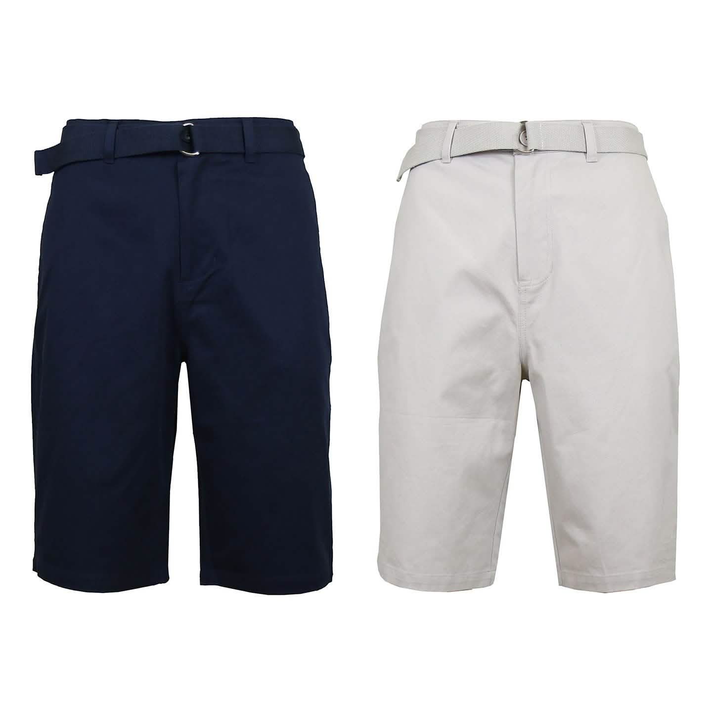 2-Pack: Men's Cotton Chino Shorts with Belt by DailySale