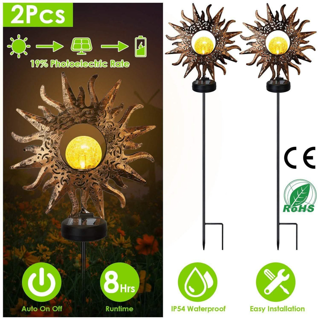 2-Pack: Solar Powered Glass Globe Stake Lamp by DailySale