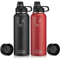 2-Pack: Stainless Steel Wide Mouth Insulated Water Bottle with Interchangeable Caps by DailySale