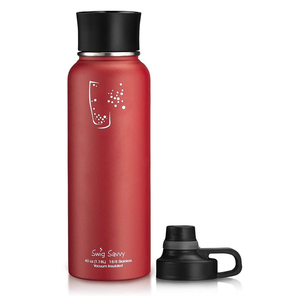 2-Pack: Stainless Steel Wide Mouth Insulated Water Bottle with Interchangeable Caps by DailySale