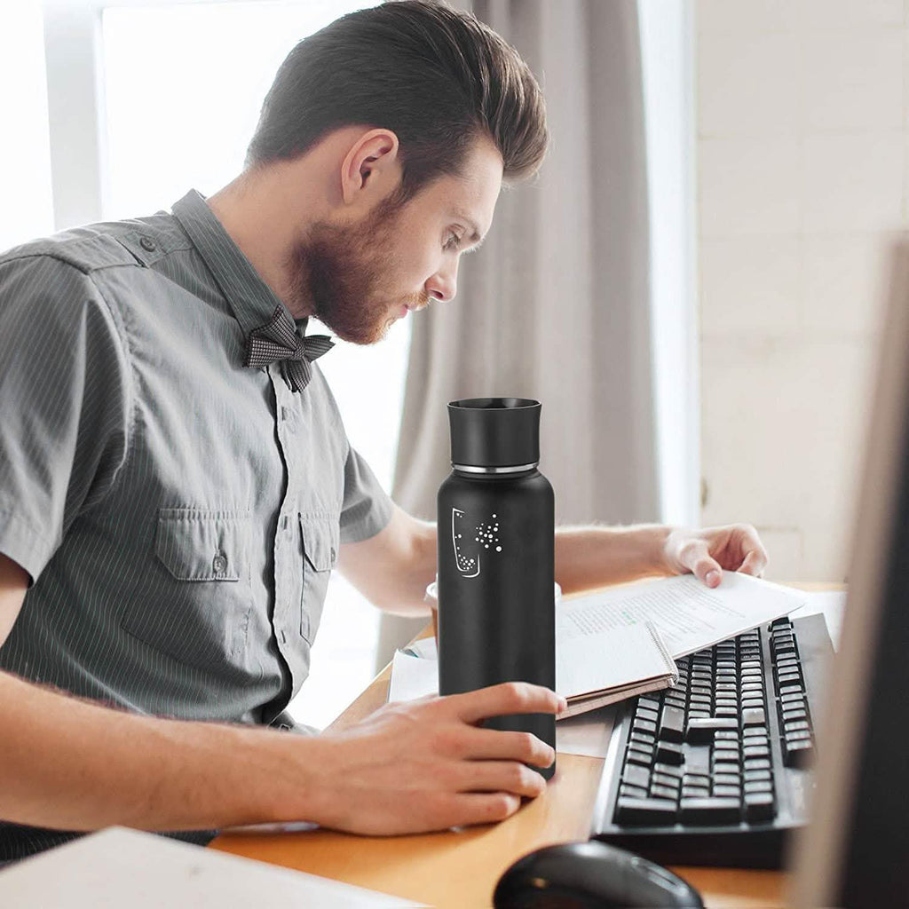 2-Pack: Stainless Steel Wide Mouth Insulated Water Bottle with Interchangeable Caps by DailySale