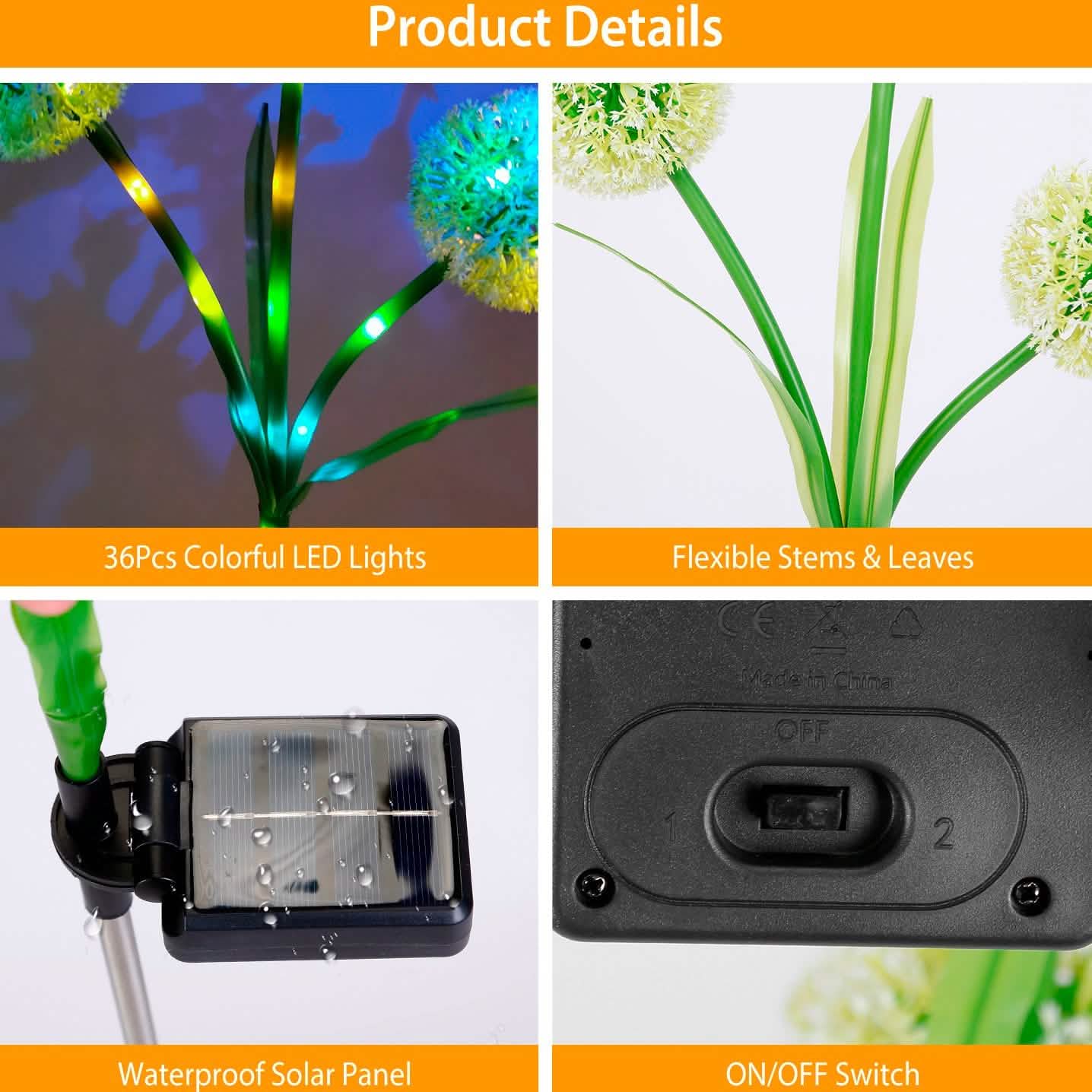 2-Piece: 36 LED Dandelion Solar Lights by DailySale
