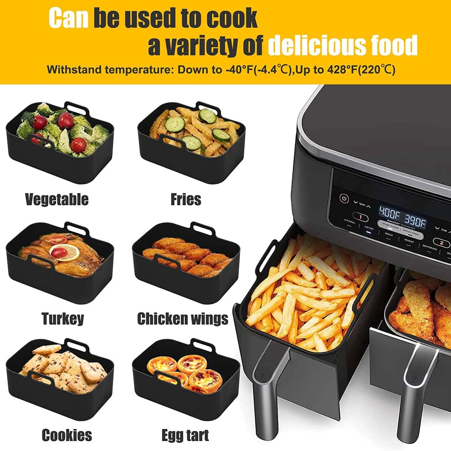 2-Piece: Air Fryer Silicone Pot by DailySale