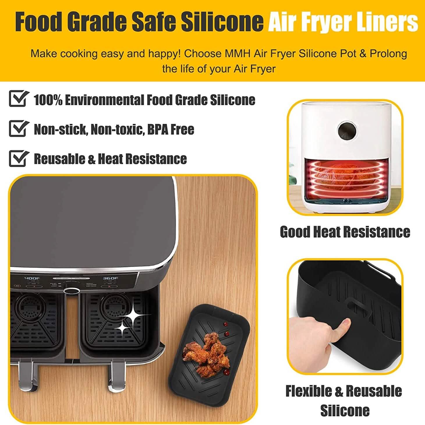 2-Piece: Air Fryer Silicone Pot by DailySale