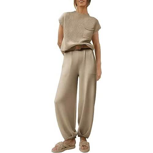 2-Piece Set: Women's Knit Pullover Tops and High Waisted Pants Tracksuit Lounge Sets by DailySale