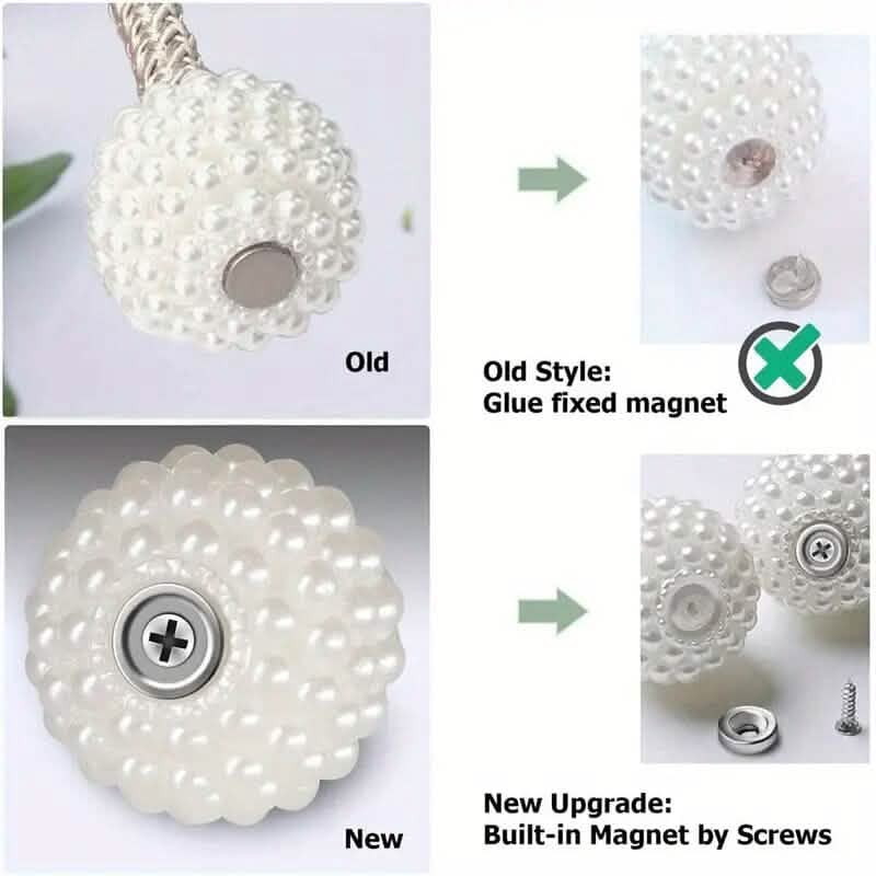 2-Pieces: Magnetic Curtain Tiebacks with Faux Pearls by DailySale