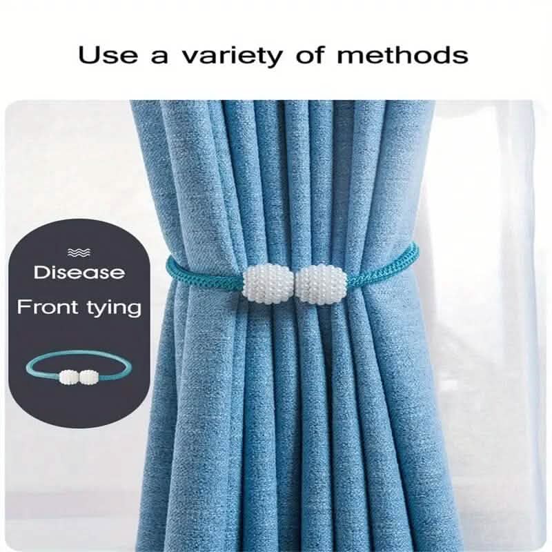 2-Pieces: Magnetic Curtain Tiebacks with Faux Pearls by DailySale