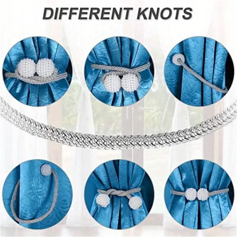 2-Pieces: Magnetic Curtain Tiebacks with Faux Pearls by DailySale