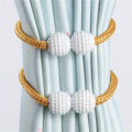 2-Pieces: Magnetic Curtain Tiebacks with Faux Pearls by DailySale